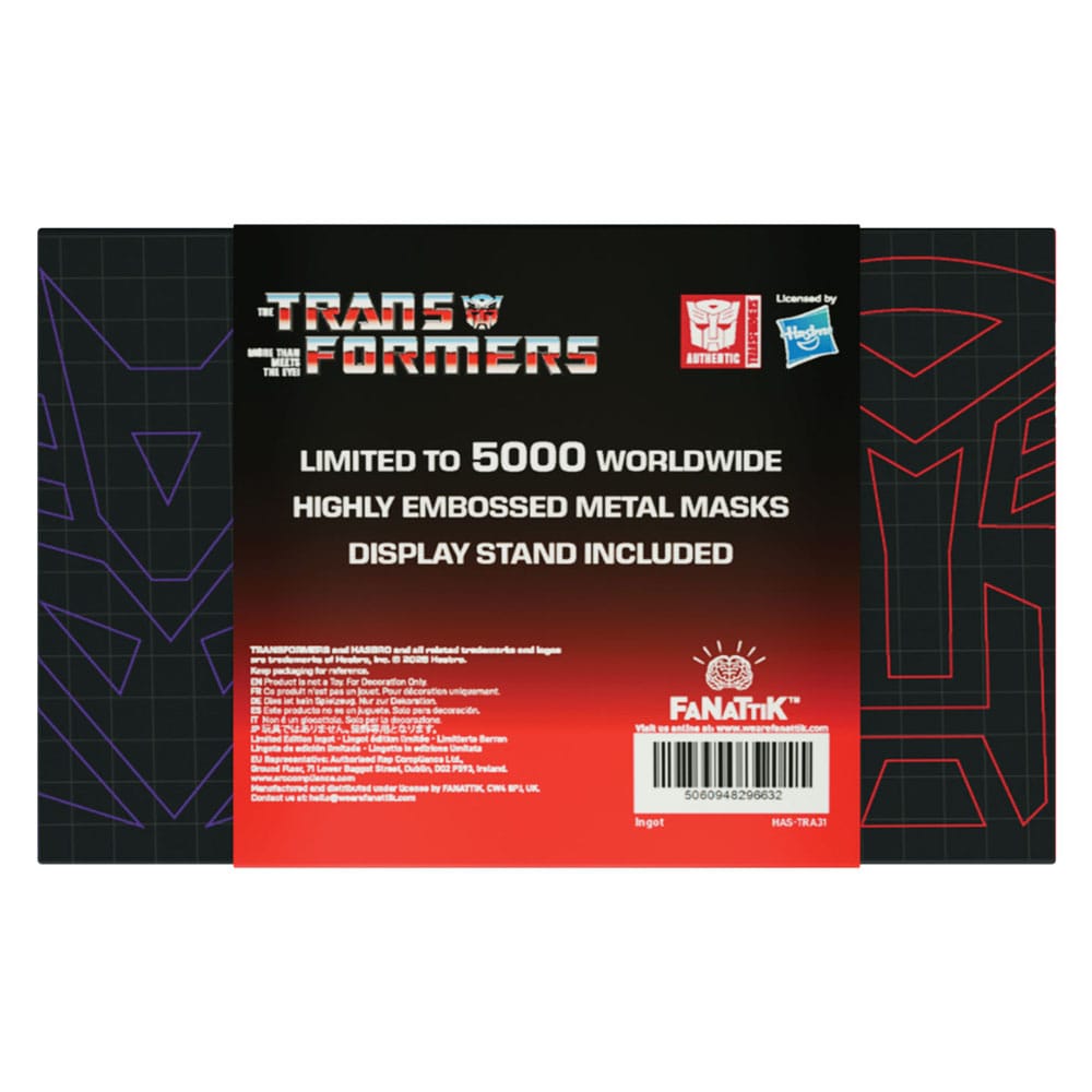 Transformers réplique Set of 2 Helmets Optimus Prime & Megatron Limited Edition
