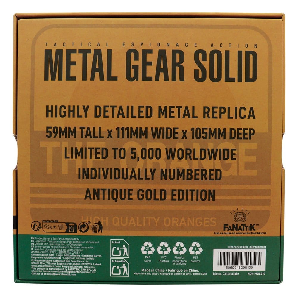 Metal Gear Solid 2 réplique Cardboard Box Antique Gold