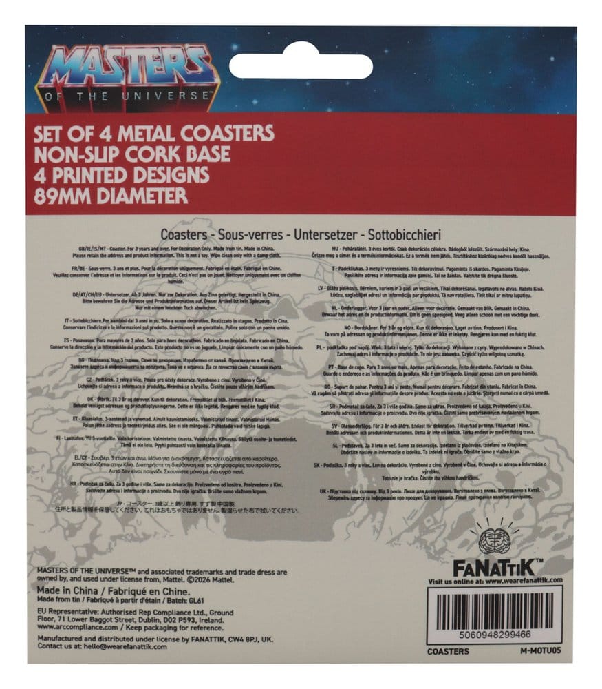 Masters of the Universe pack 4 sous-verres Printed Metal