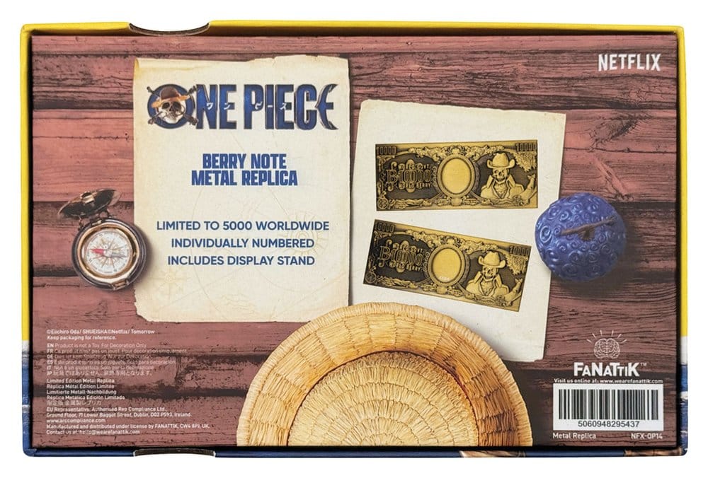 One Piece réplique Billet de banque en métal 10 000 World Berry 6 x 15 cm