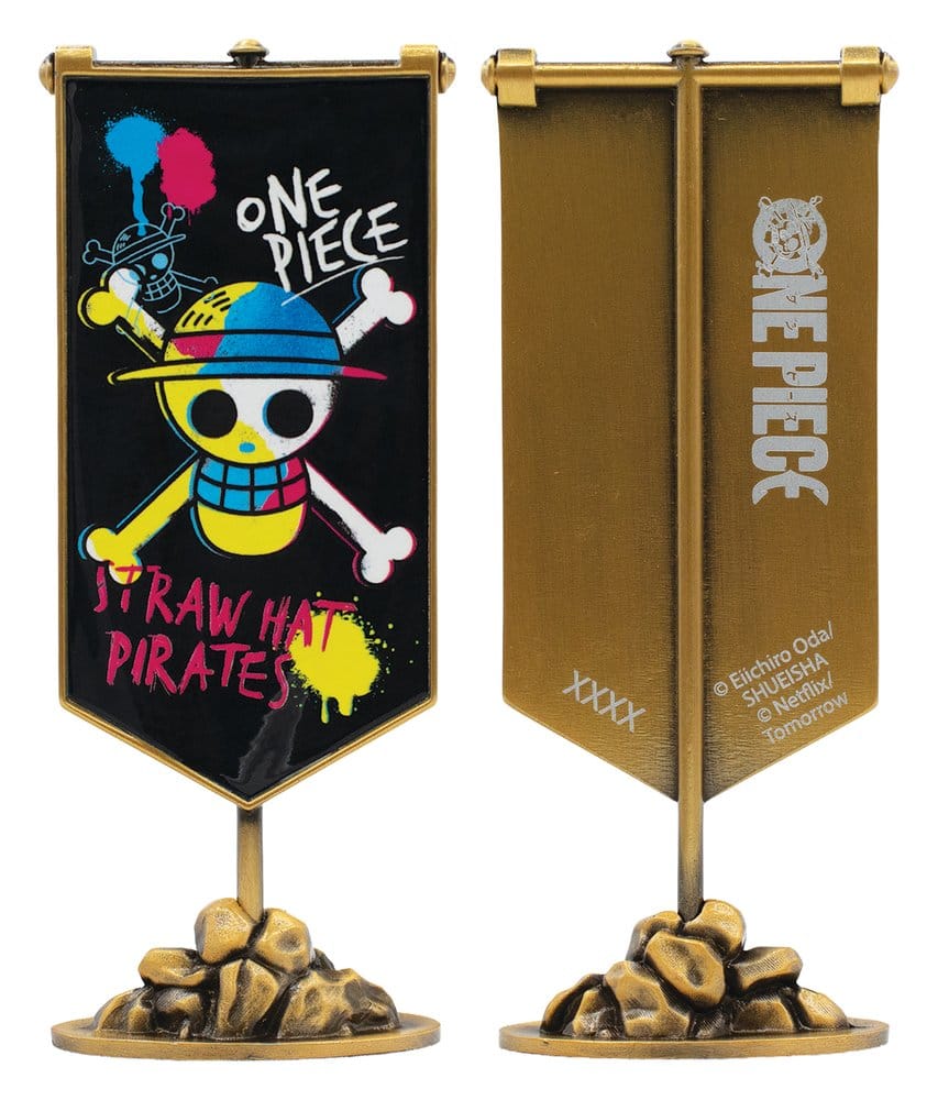 One Piece réplique Bannière en métal de l'équipage du Chapeau de paille 11 x 6 cm