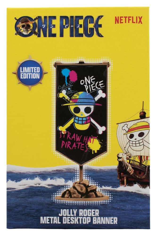One Piece réplique Bannière en métal de l'équipage du Chapeau de paille 11 x 6 cm