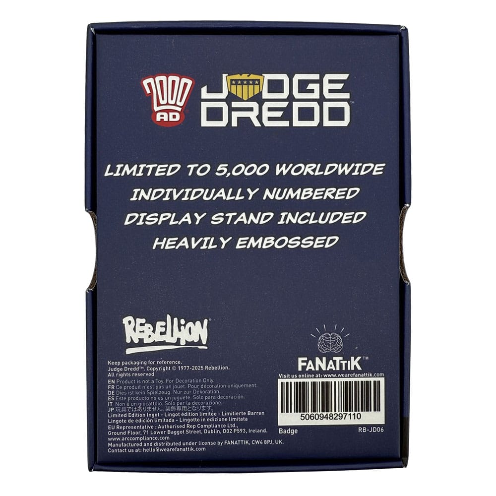 2000 AD réplique Judge Dredd Badge Limited Edition