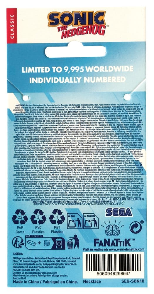 Sonic - The Hedgehog pendentif et collier Ring