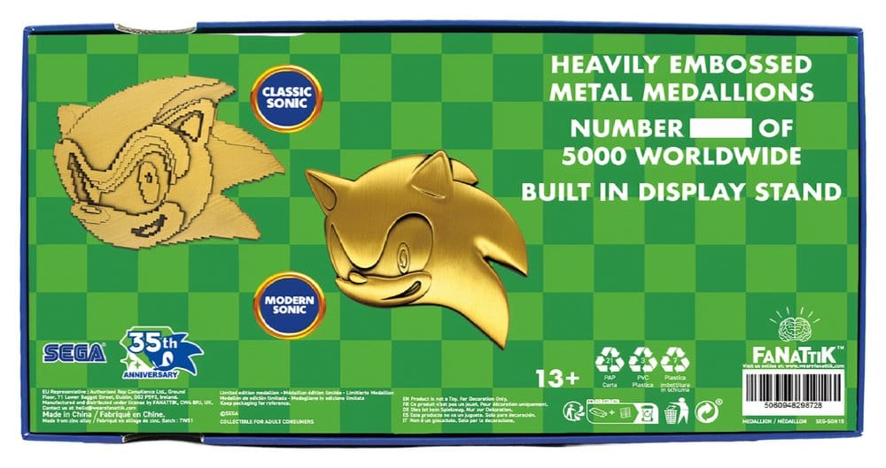 Sonic the Hedgehog set de médaillons 35th Anniversary Then & Now Limited Edition