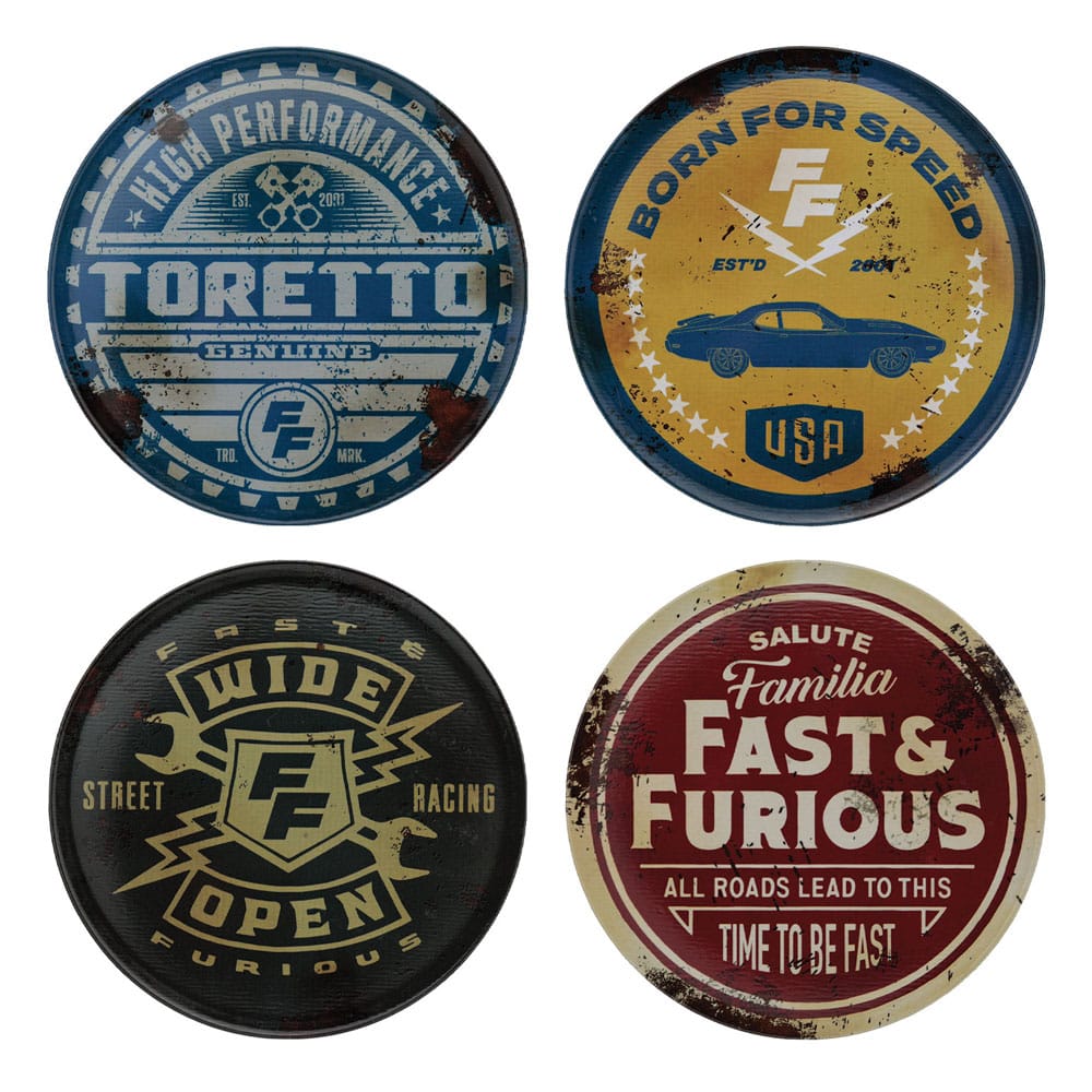 Fast & Furious pack 4 sous-verres Vintage Style