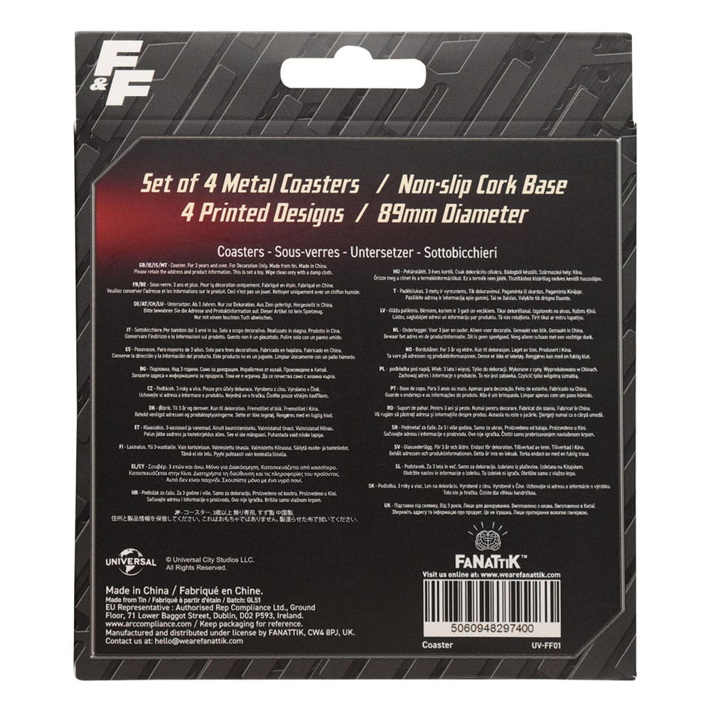 Fast & Furious pack 4 sous-verres Vintage Style