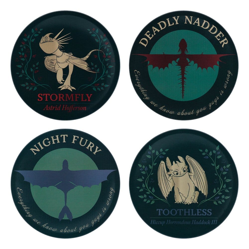How to Train Your Dragon pack 4 sous-verres Dragon Printed Metal
