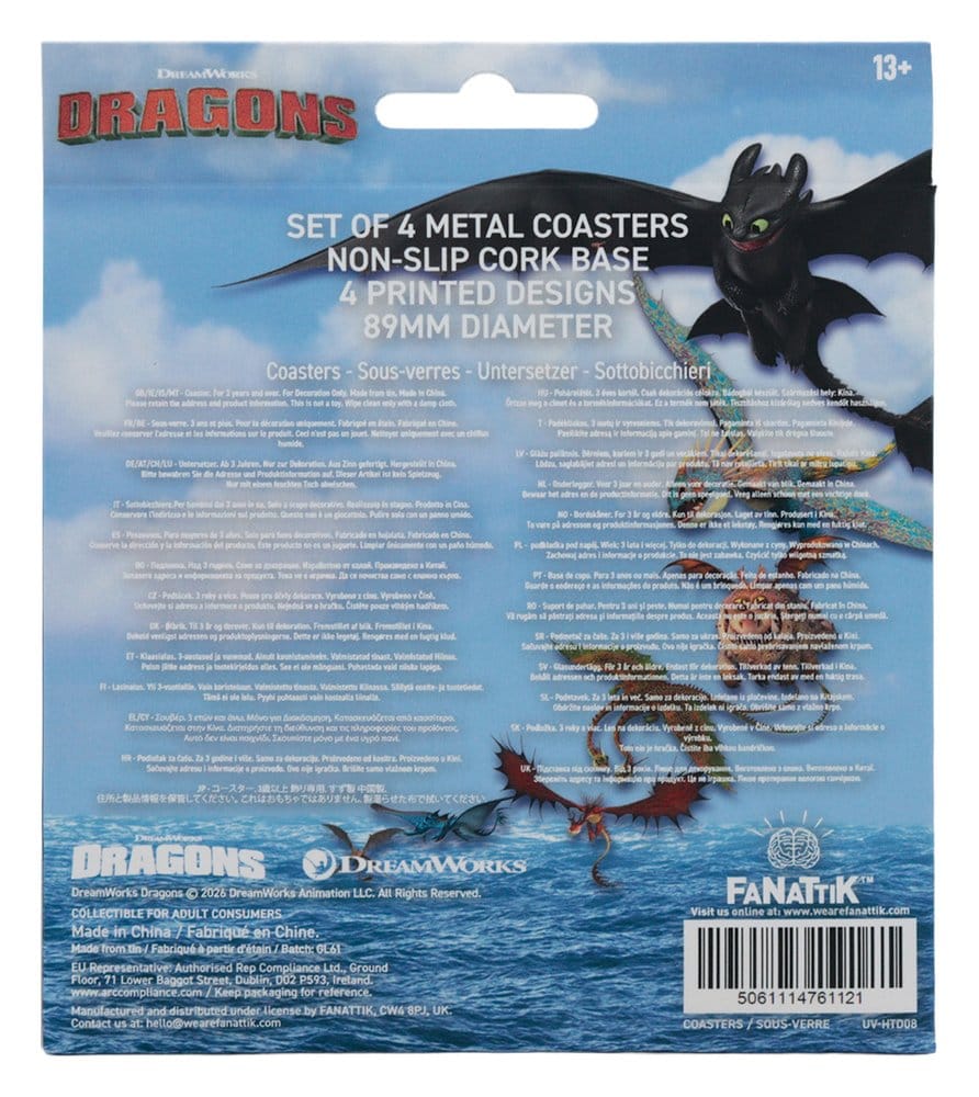 How to Train Your Dragon pack 4 sous-verres Dragon Printed Metal