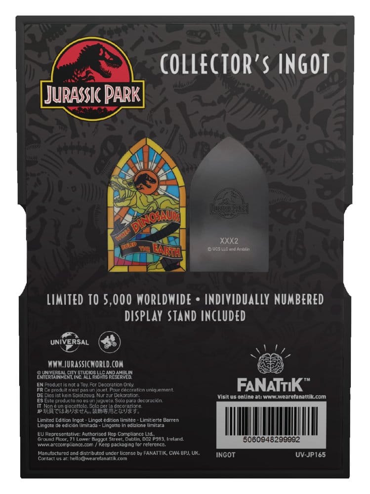 Jurassic Park Lingot Stained Glass Style Metal 11 cm