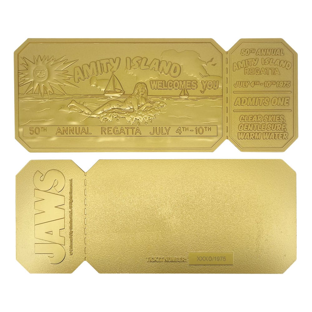 Jaws réplique 1/1 50th Anniversary Regatta Ticket 24k Gold Plated