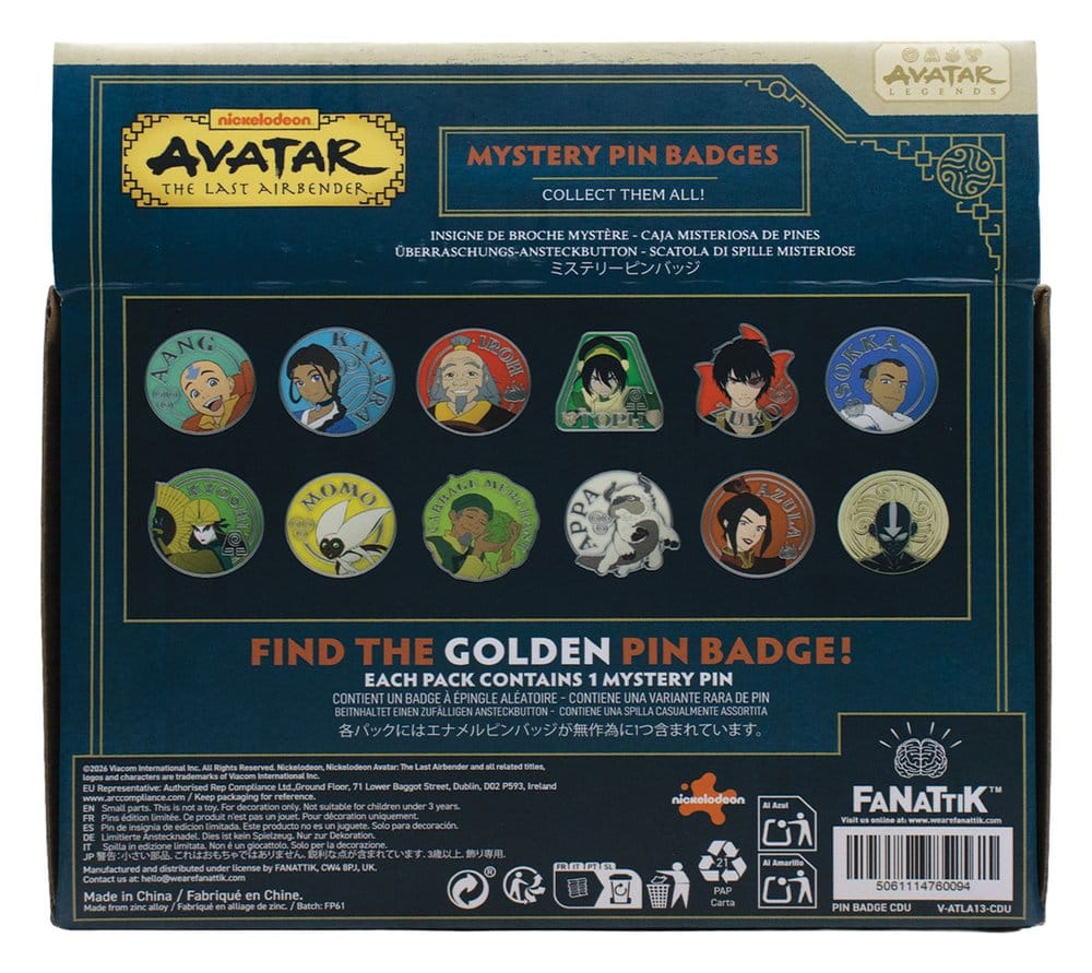 Avatar: Le dernier maître de l'air Pin's Mystère Présentoir Boîte Aveugle (12)