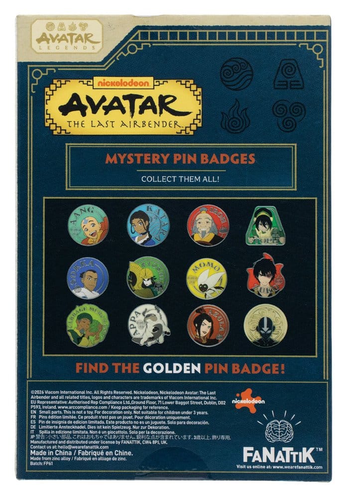 Avatar: Le dernier maître de l'air Pin's Mystère Présentoir Boîte Aveugle (12)