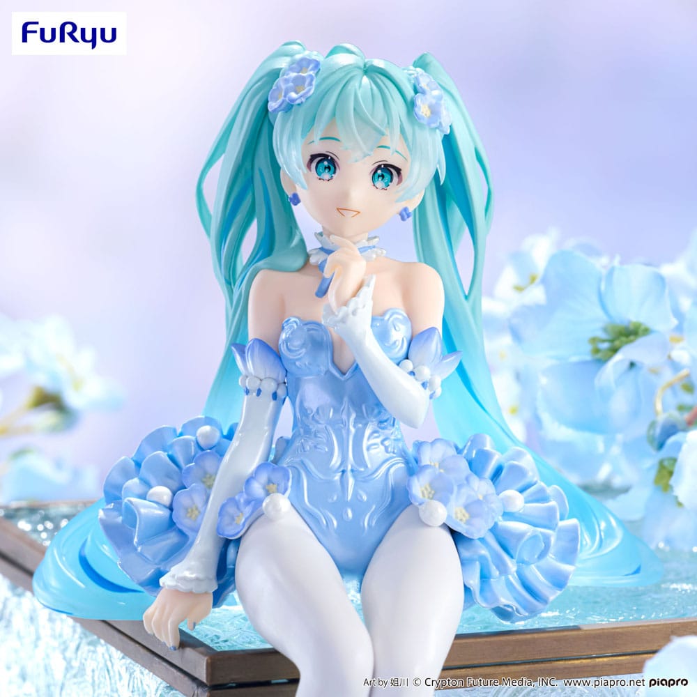 Hatsune Miku statuette PVC Noodle Stopper Flower Fairy Nemophila Pail Blue Color Ver. 15 cm