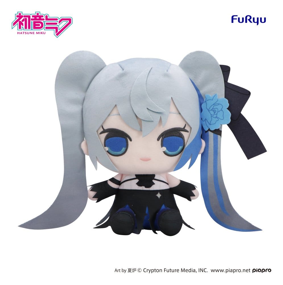 Hatsune Miku Kyurumaru Big peluche Blue Rose 28 cm