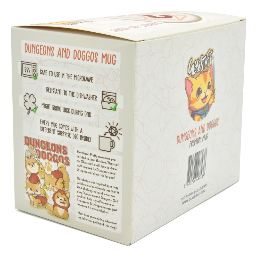 Glassstaff pack mug avec dés D20 Dungeons & Doggos