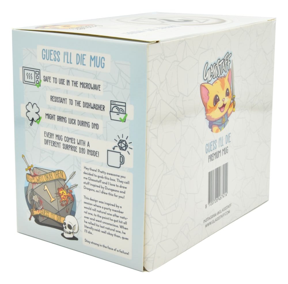 Glassstaff pack mug avec dés D20 Guess I'll Die