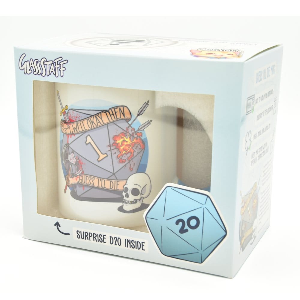 Glassstaff pack mug avec dés D20 Guess I'll Die