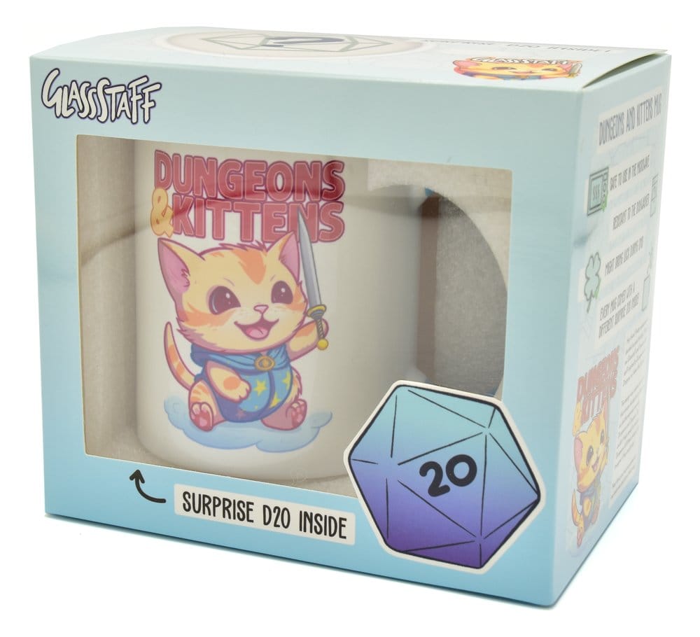 Glassstaff pack mug avec dés D20 Dungeons & Kittens