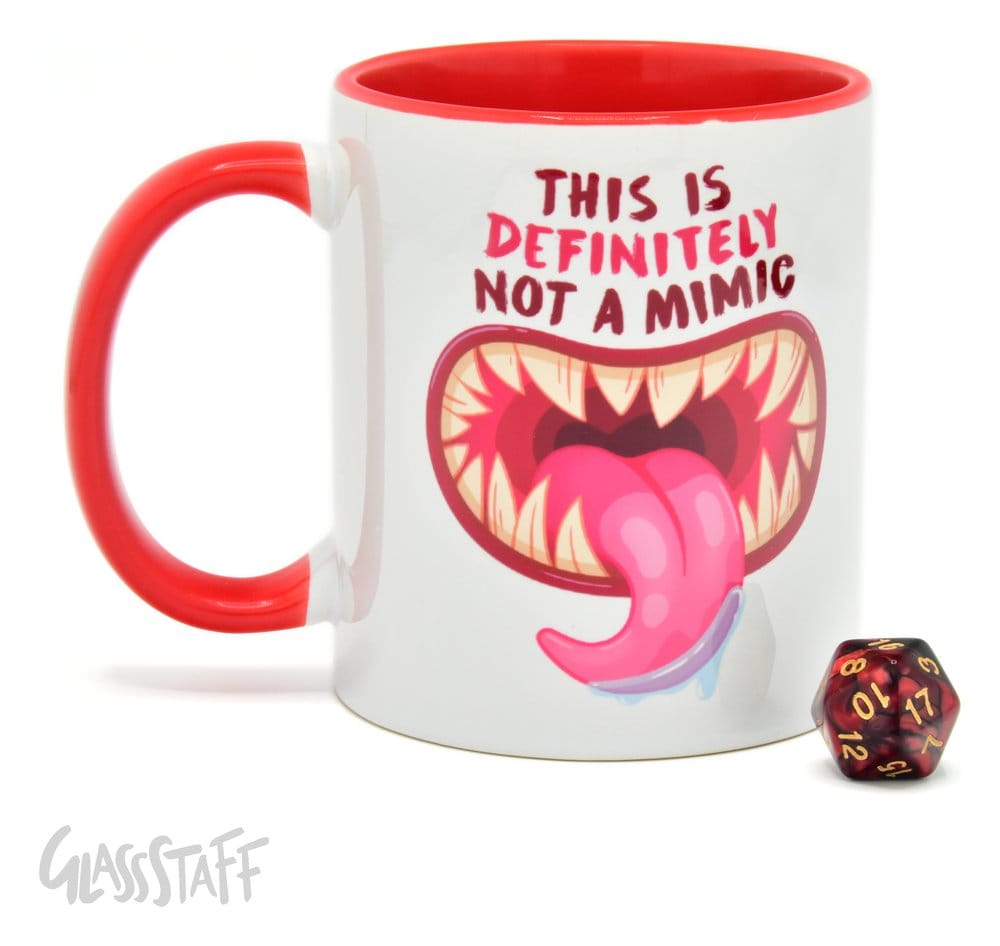 Glassstaff pack mug avec dés D20 Not a Mimic