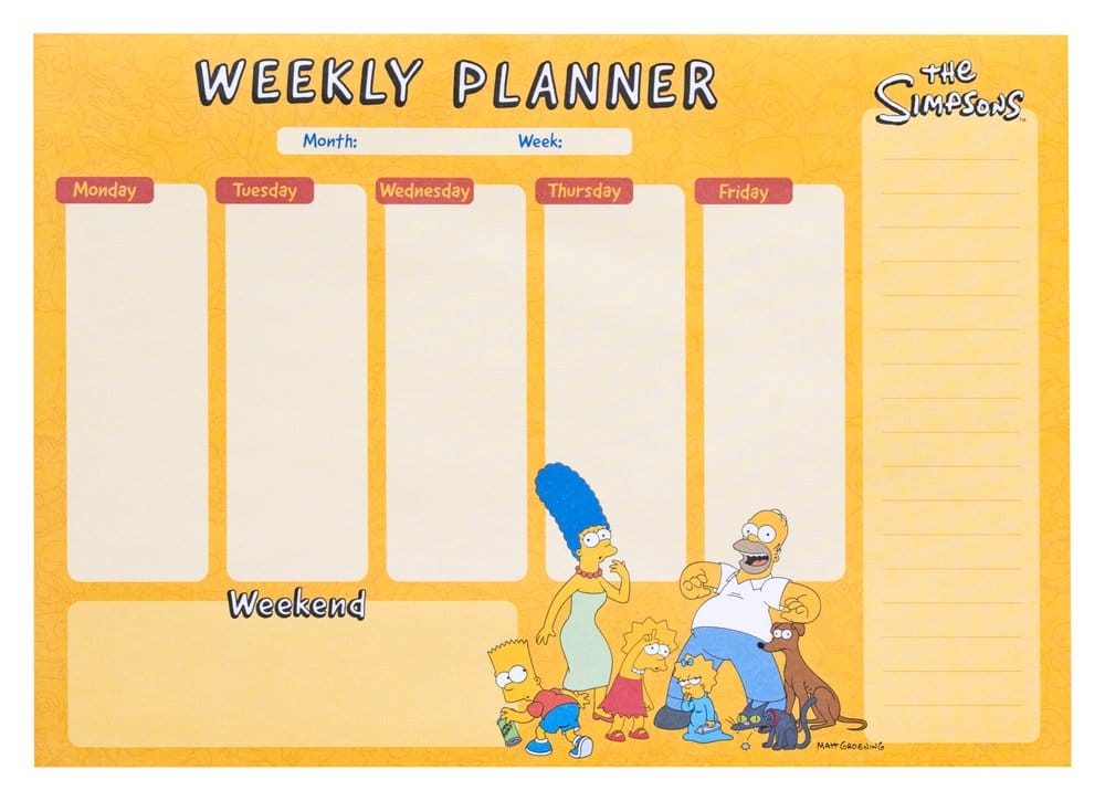 Les Simpson planificateur hebdomadaire A4