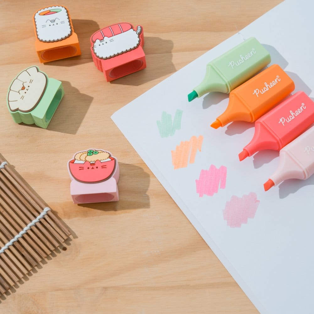 Pusheen Surligneurs avec Topper Sushi Roll Set de 4