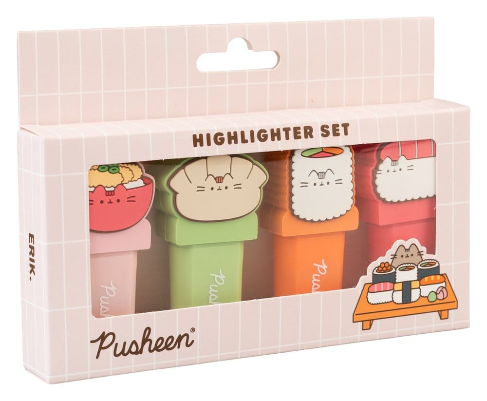 Pusheen Surligneurs avec Topper Sushi Roll Set de 4