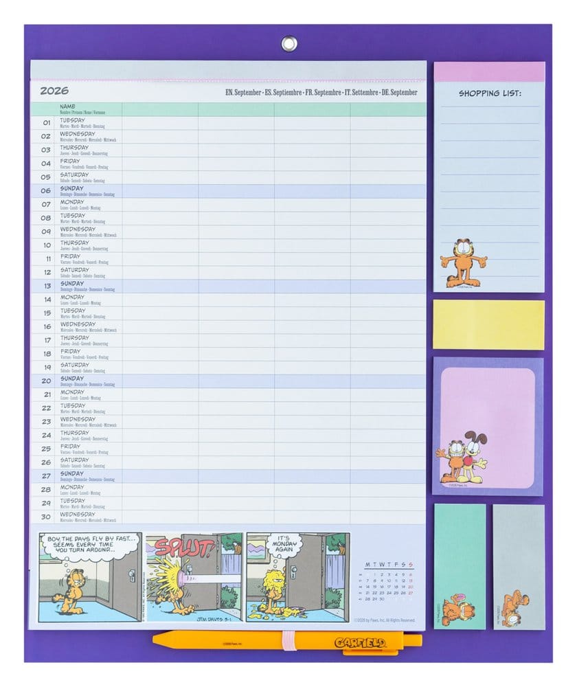 Garfield agenda magnétique 2026/27 30 x 35 cm