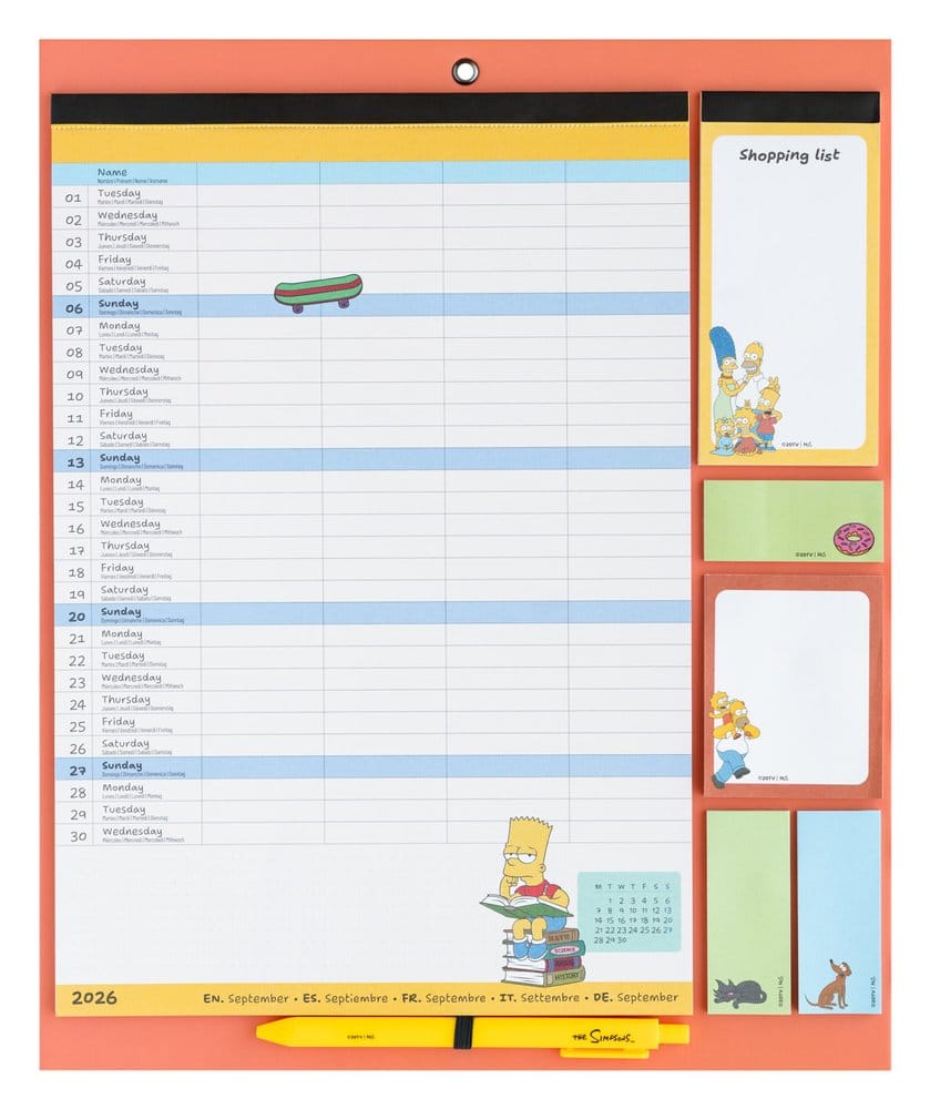 The Simpsons agenda magnétique 2026/27 30 x 35 cm