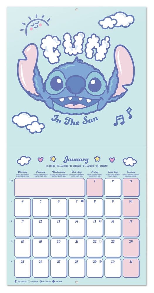 Disney Stitch calendrier mural 2027 30 x 30 cm