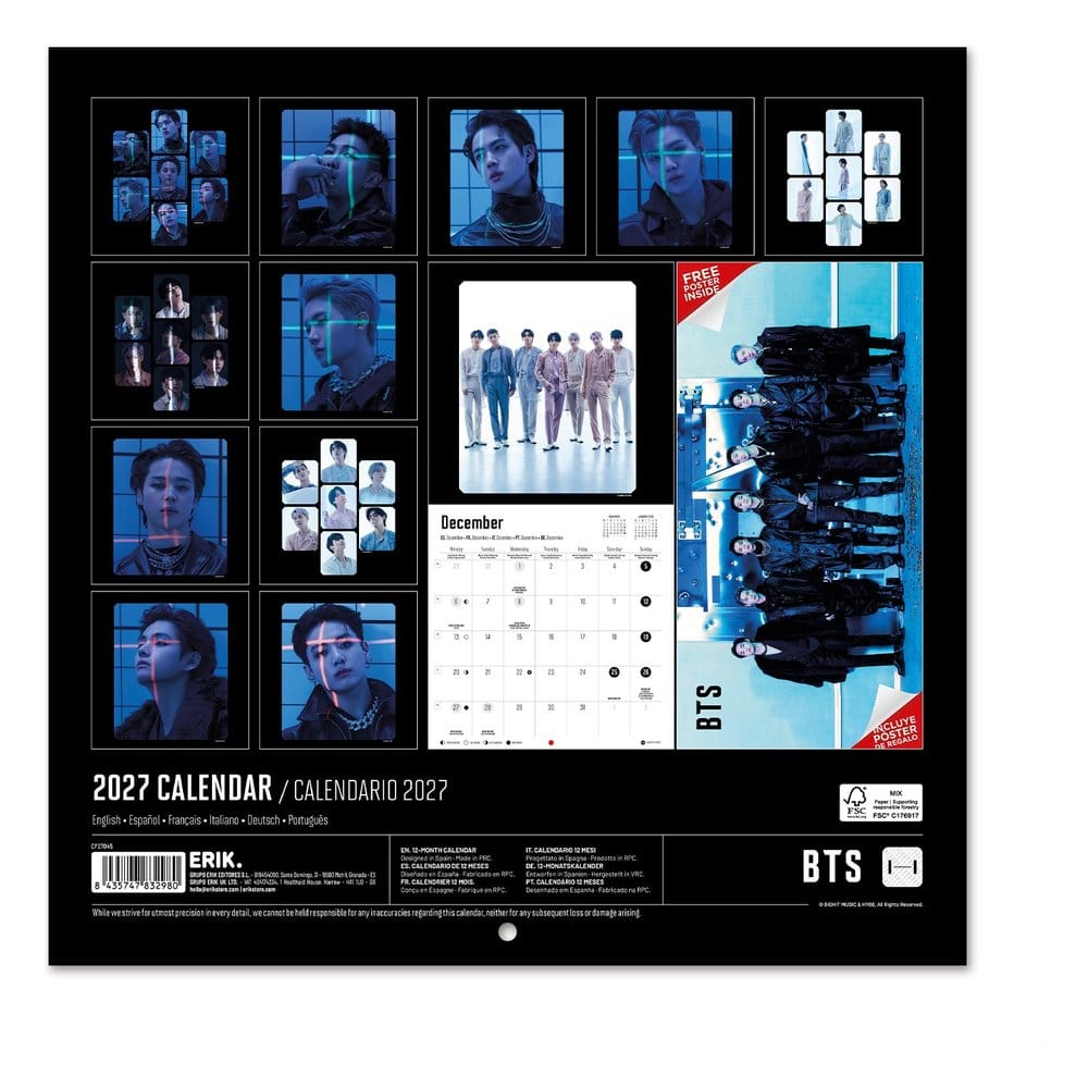 BTS calendrier mural 2027 30 x 30 cm