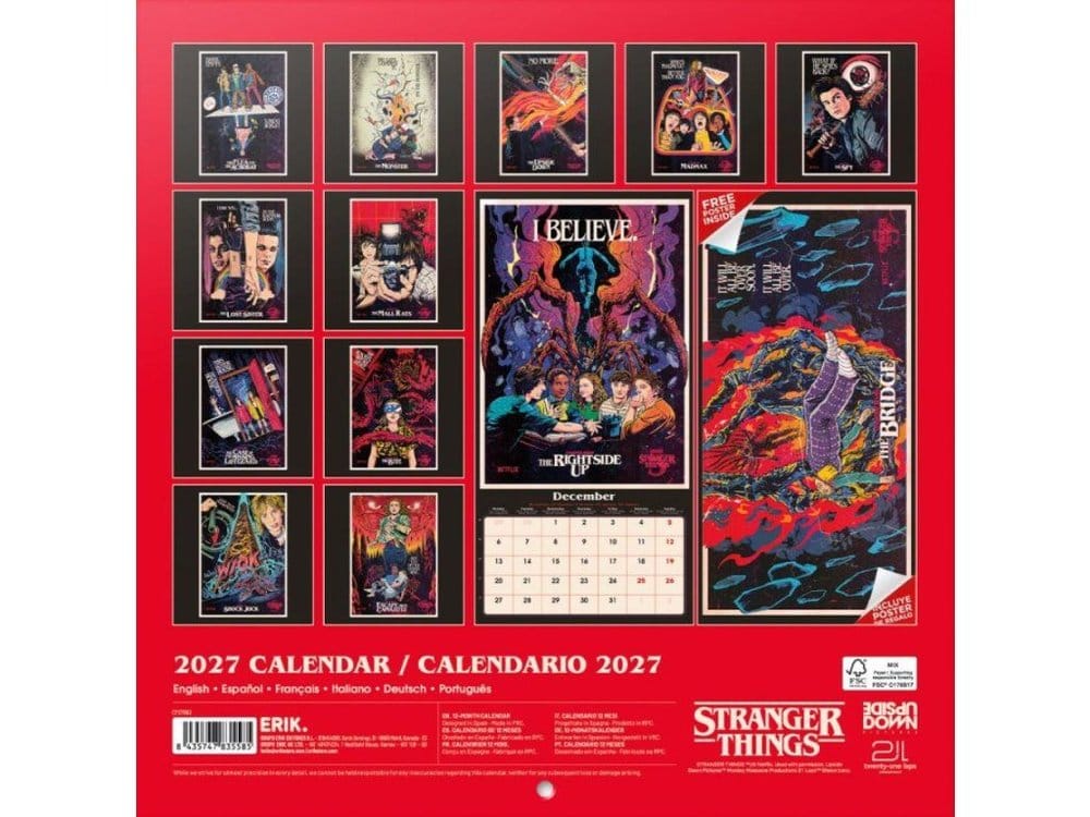 Stranger Things Calendrier mural 2027 30 x 30 cm