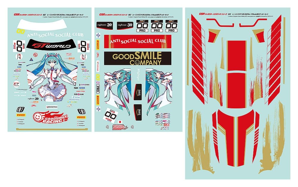 Hatsune Miku stickers 1/10 GSR Character Customization Series 052 Racing Miku SPA 2025 Ver.