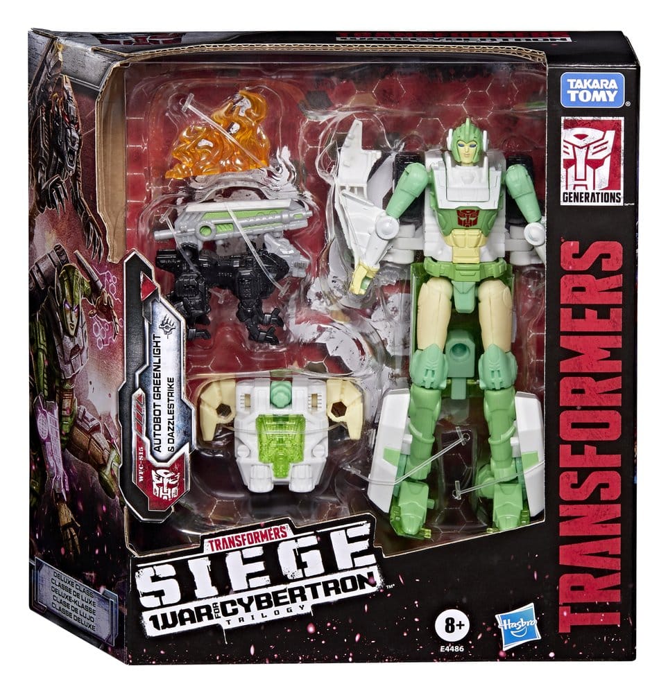Transformers Generations War for Cybertron: Siege Deluxe Class figurine WFC-S15 Autobot Greenlight & Battle Masters Dazzlestrike 14 cm
