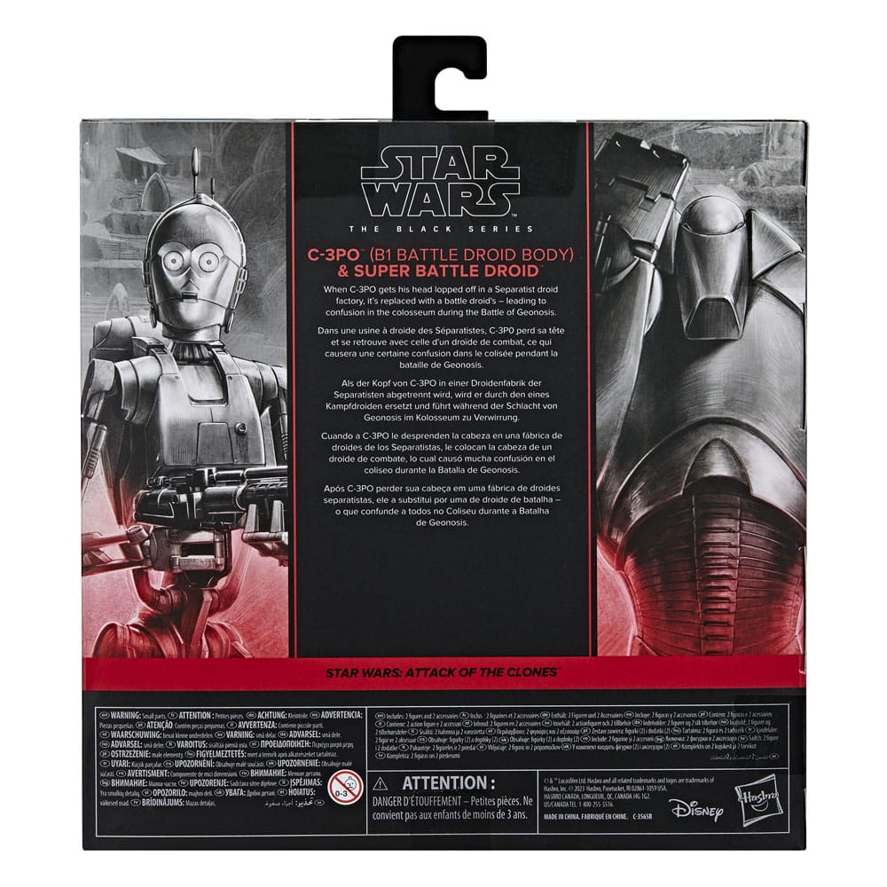 Star Wars Episode II Black Series pack 2 figurines C-3PO (B1 Battle Droid Body) & Super Battle Droid 15 cm