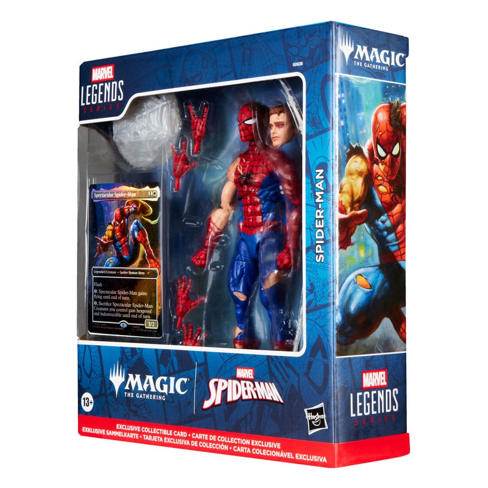 Marvel Legends Magic: The Gathering figurine Battle-Damaged Spider-Man (avec carte premium exclusive) 15 cm