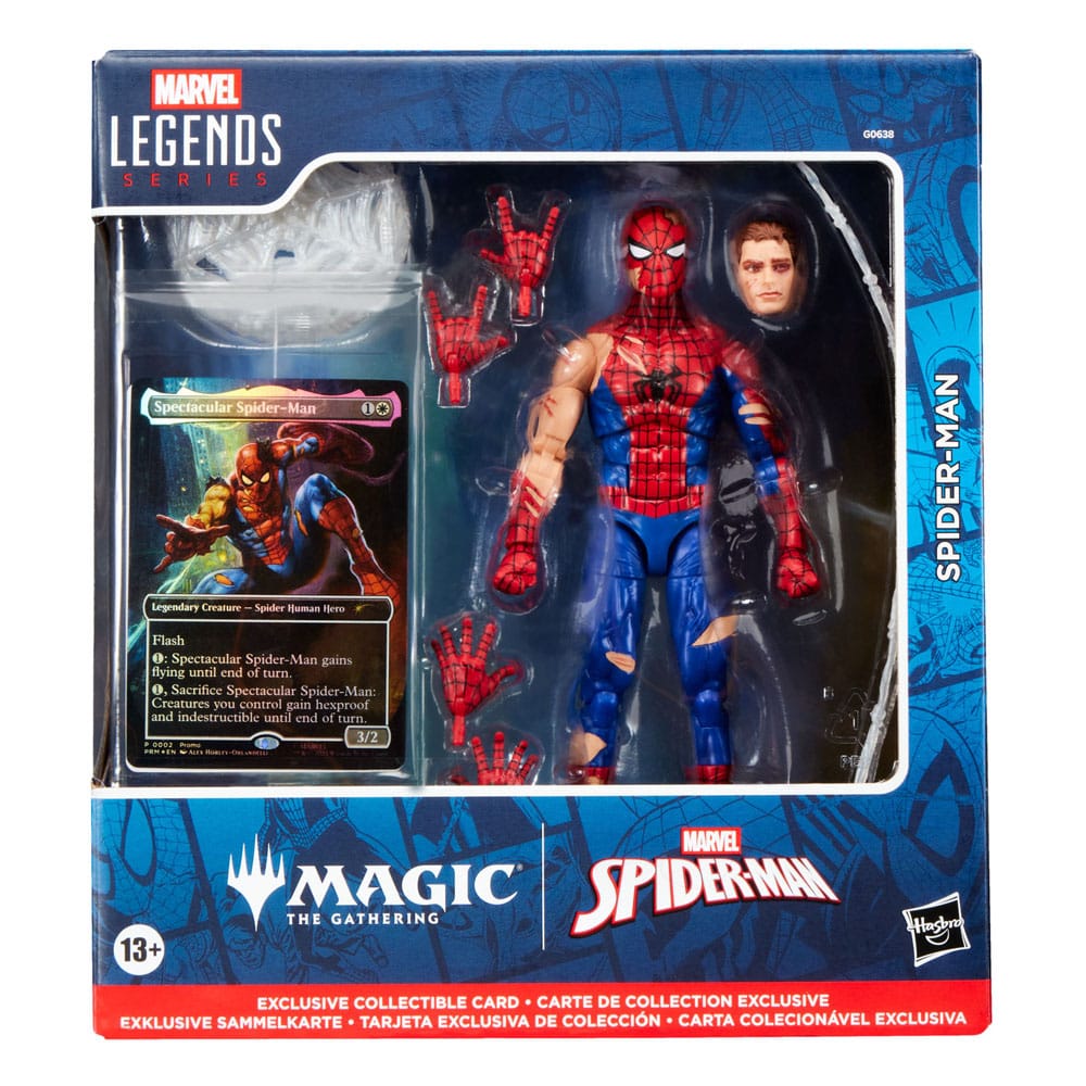 Marvel Legends Magic: The Gathering figurine Battle-Damaged Spider-Man (avec carte premium exclusive) 15 cm