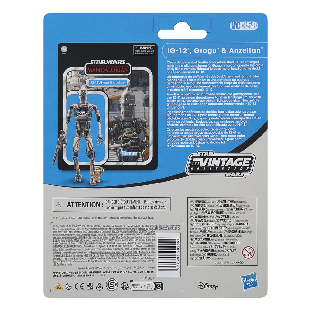 Star Wars: The Mandalorian Vintage Collection pack 3 figurines IG-12, Grogu & Anzellan 10 cm