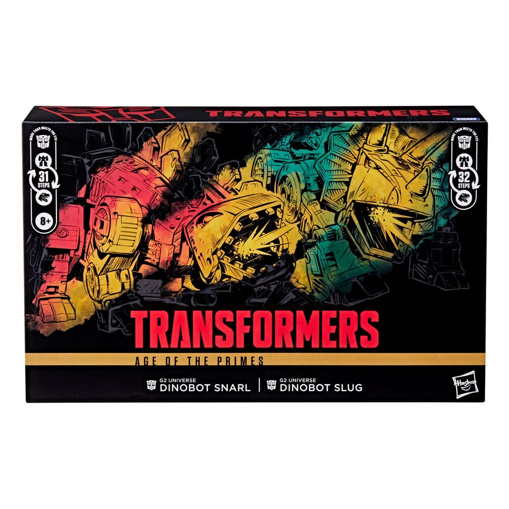 Transformers Age of the Primes Leader Class figurines G2 Universe Dinobots Snarl & Slug 19 cm