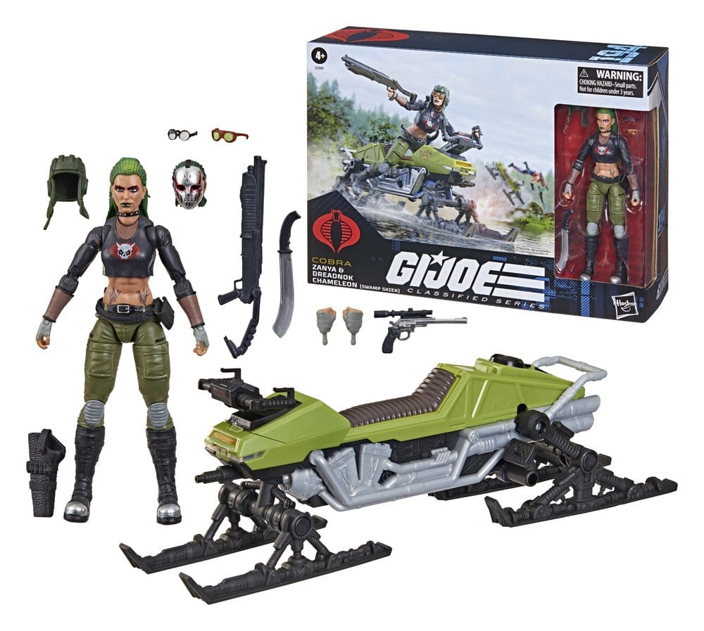 G.I. Joe Classified Series figurine et véhicule #194 Zanya et Dreadnok Chameleon (Swamp Skier) 15 cm