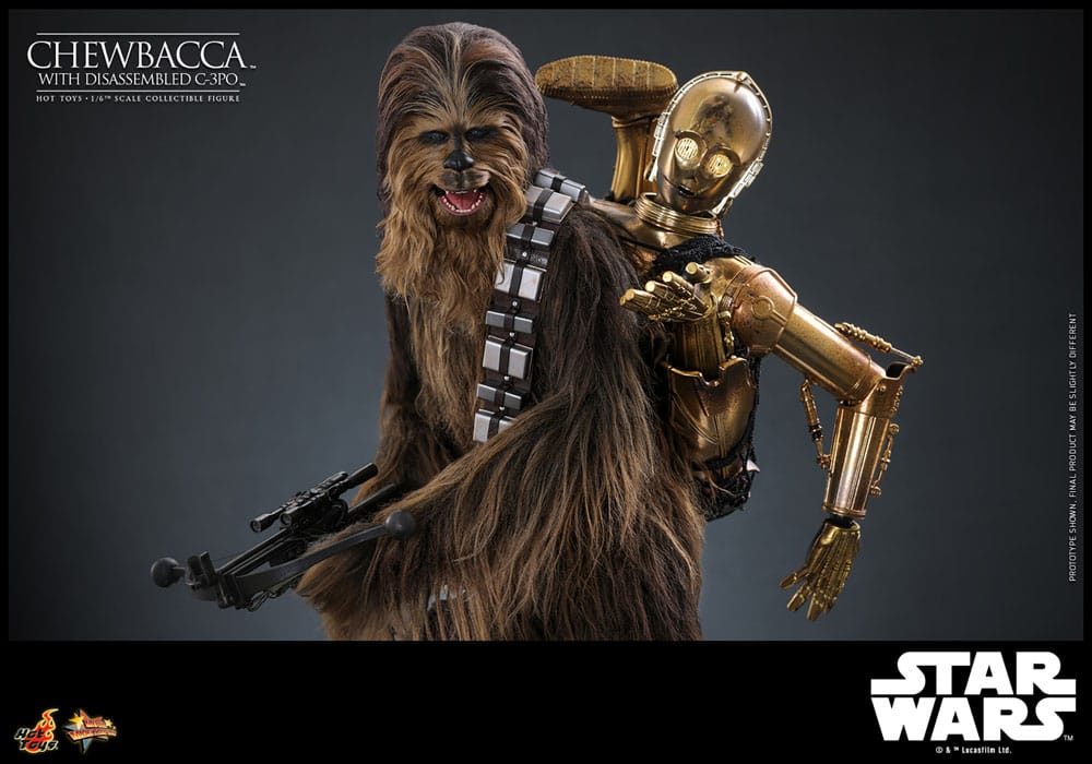 Star Wars Episode V figurine Movie Masterpiece 1/6 Chewbacca with Disassembled C-3PO 36 cm