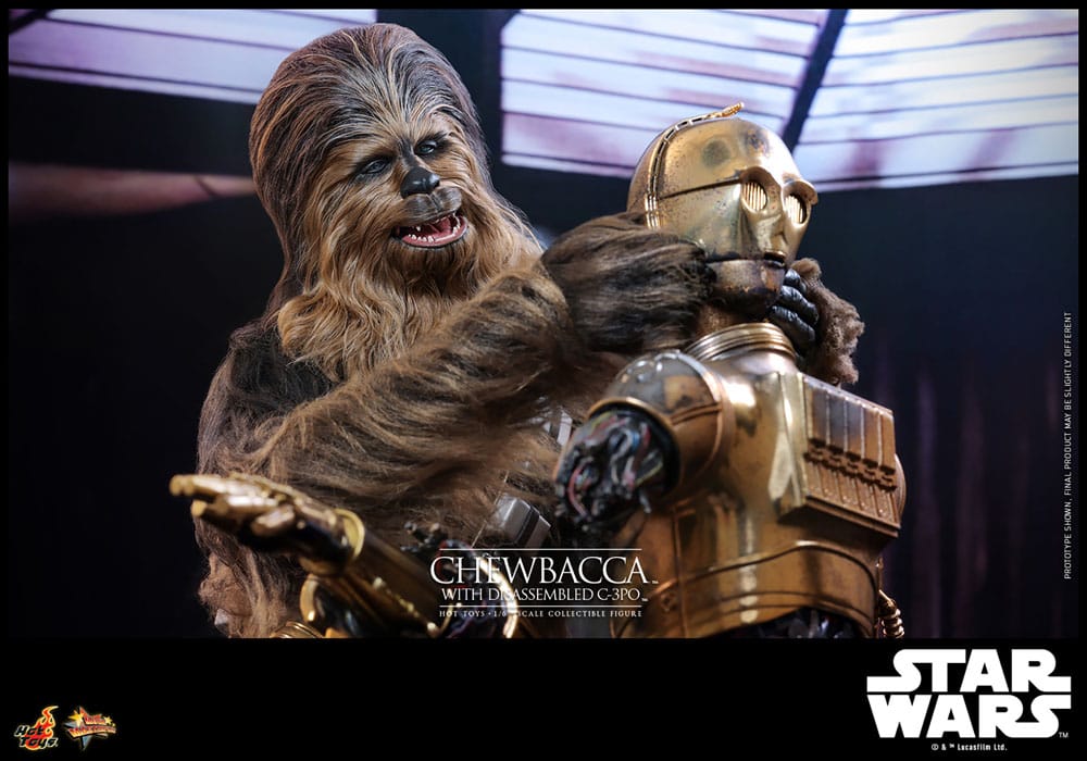 Star Wars Episode V figurine Movie Masterpiece 1/6 Chewbacca with Disassembled C-3PO 36 cm