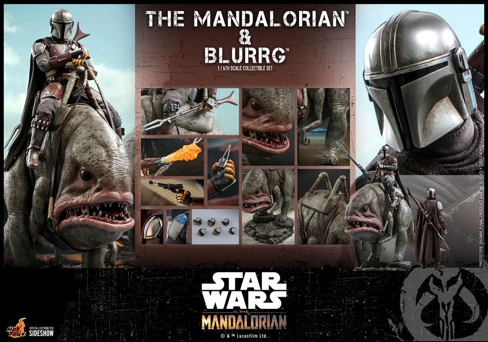 Star Wars The Mandalorian pack 2 figurines 1/6 The Mandalorian & Blurrg 37 cm