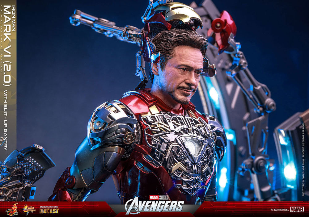 Les Avengers figurine Movie Masterpiece Diecast 1/6 Iron Man Mark VI (2.0) with Suit-Up Gantry 32 cm