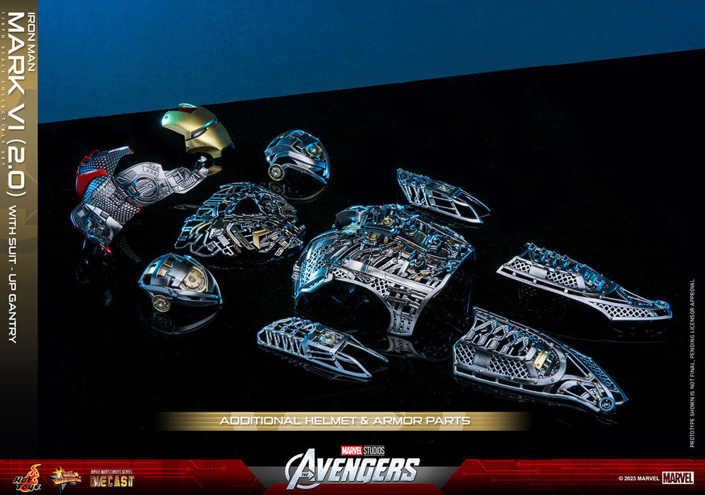 Les Avengers figurine Movie Masterpiece Diecast 1/6 Iron Man Mark VI (2.0) with Suit-Up Gantry 32 cm