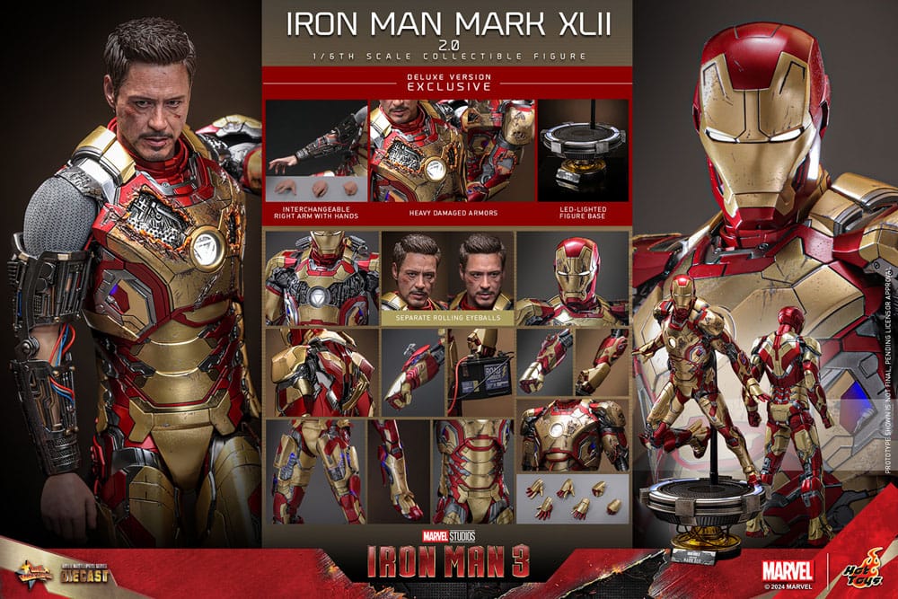 Iron Man 3 figurine Movie Masterpiece Diecast 1/6 Iron Man Mark XLII (2.0) Deluxe 32 cm