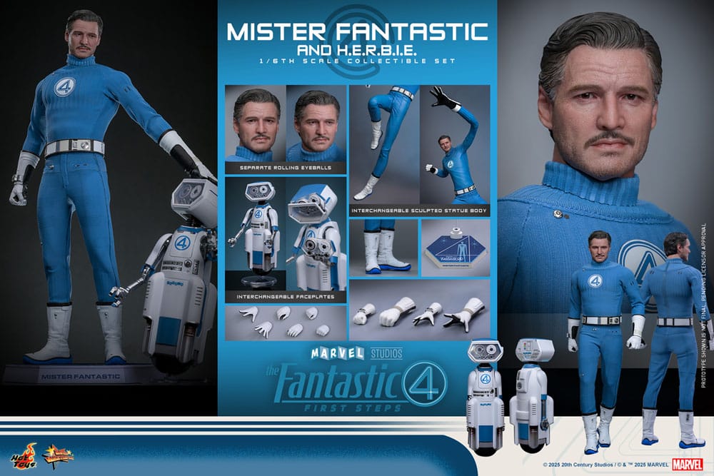 Les Quatre Fantastiques : Premiers pas pack 2 figurines Movie Masterpiece 1/6 Mister Fantastic & H.E.R.B.I.E. 30 cm