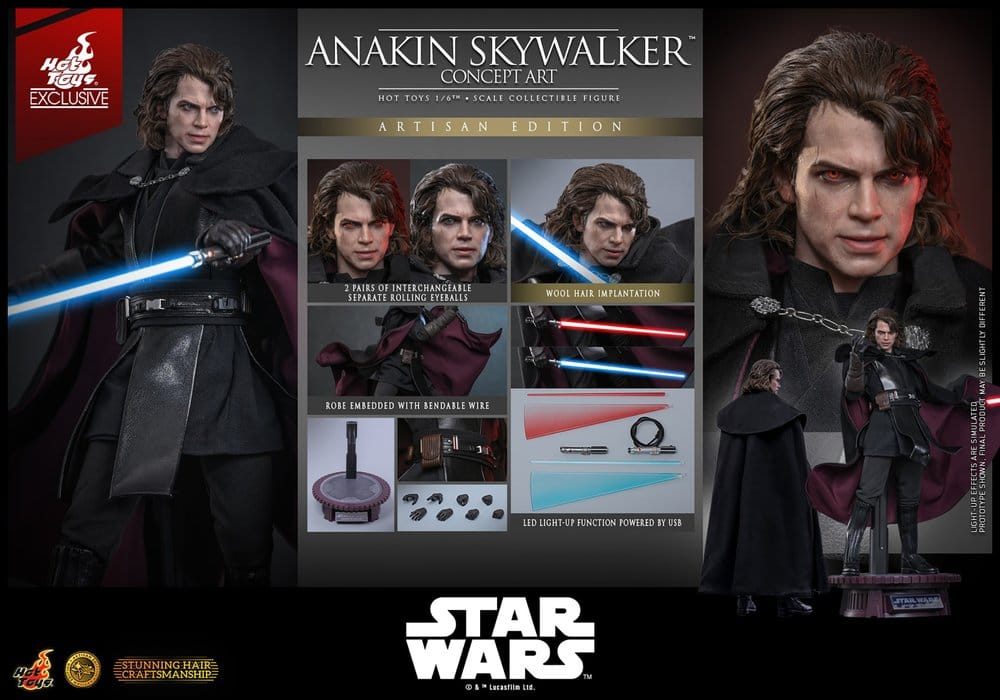 Star Wars Épisode III: La Revanche des Sith Movie Masterpiece figurine 1/6 Anakin Skywalker (Concept Art Version) (Artisan Edition) Hot Toys Exclusive 31 cm