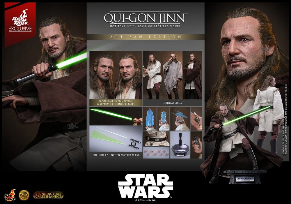 Star Wars: La Menace Fantôme Movie Masterpiece figurine 1/6 Qui-Gon Jinn (Artisan Edition) Hot Toys Exclusive 32 cm