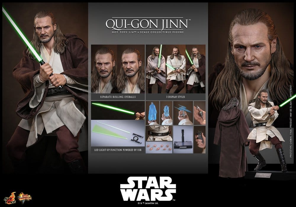 Star Wars: La Menace Fantôme Movie Masterpiece figurine 1/6 Qui-Gon Jinn (Artisan Edition) Hot Toys Exclusive 32 cm